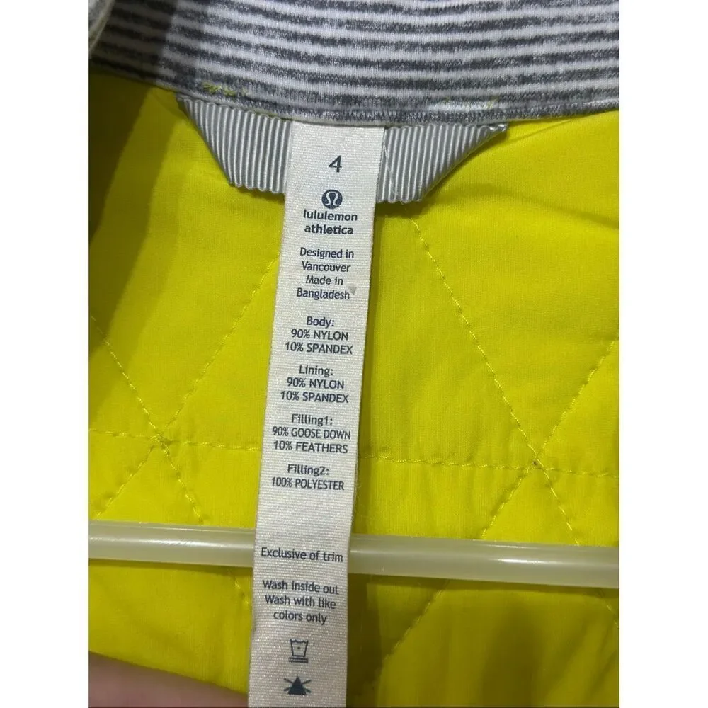 Lululemon Fluffed Up Goose Down Neon Puffer Vest Women's Size 4US